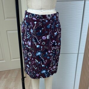 Floral Linen Print Women's  Midi Skirt